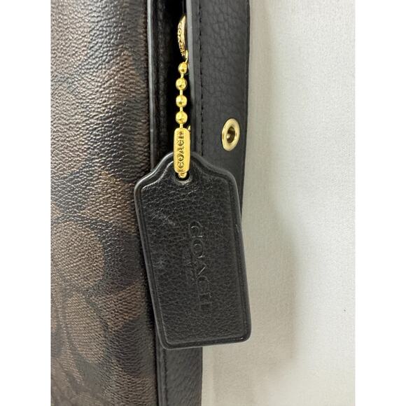 COACH Signature VAL Duffle PVC Leather Shoulder Crossbody Brown Black C2819 New - Picture 5 of 13